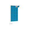 Postverteilerschrank 30 Fächer Tiefe 30cm Abteilbreite 300mm Korpus Weiss RAL 9010 Türen Lichtblau RAL 5012