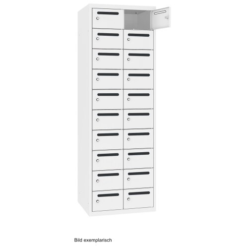 Postverteilerschrank 20 Fächer Abteilbreite 300mm Korpus Weiss RAL 9010 Türen Weiss RAL 9010
