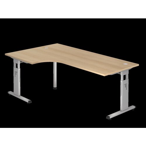Winkelschreibtisch 90° höhenverstellbar 200x120 cm Eiche/Silber