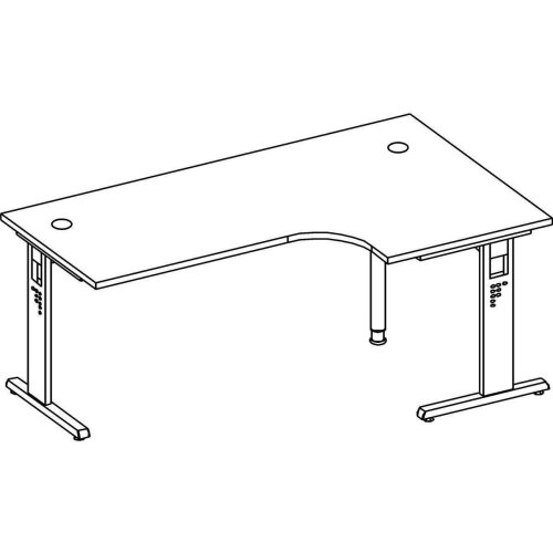 Winkelschreibtisch 90° höhenverstellbar 200x120 cm Eiche/Silber