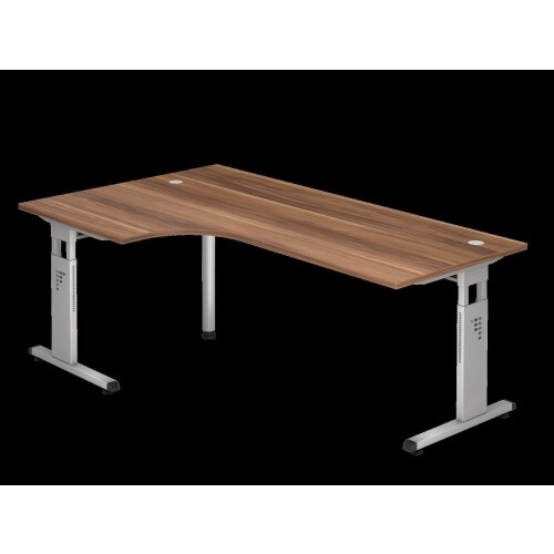 Winkelschreibtisch 90° höhenverstellbar 200x120 cm Eiche/Silber