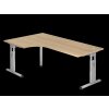 Winkelschreibtisch 90° höhenverstellbar 200x120 cm Eiche/Silber