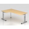 Winkelschreibtisch 90° höhenverstellbar 200x120 cm Eiche/Silber