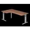 Winkelschreibtisch 90° höhenverstellbar 200x120 cm Eiche/Silber