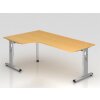 Winkelschreibtisch 90° höhenverstellbar 200x120 cm Eiche/Silber