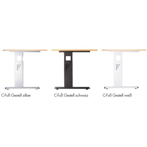 Winkelschreibtisch 90° höhenverstellbar 200x120 cm Nussbaum hell/Silber