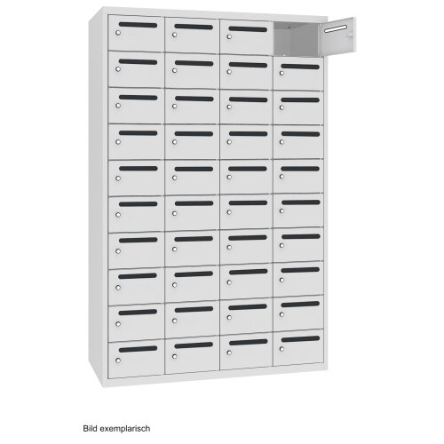 Postverteilerschrank 40 Fächer Abteilbreite 273mm Korpus Lichtgrau RAL 7035 Türen Lichtgrau RAL 7035