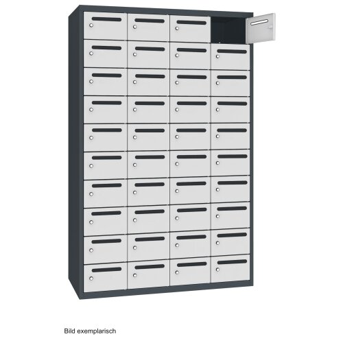 Postverteilerschrank 40 Fächer Abteilbreite 273mm Korpus Anthrazitgrau RAL 7016 Türen Lichtgrau RAL 7035
