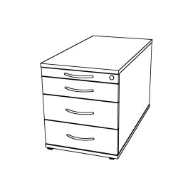 Rollcontainer mit 3 Schubladen, 1 x Utensilienfach, 80 cm...