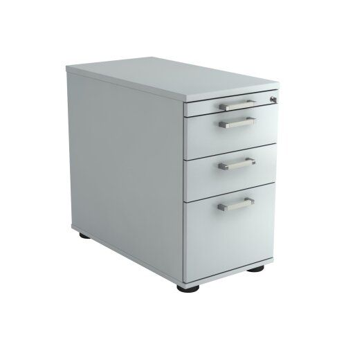 Standcontainer mit Hängeregistratur, 2 Schubladen, 1x Utensilienfach, 80 cm Tief abschließbar Grau/ Grau