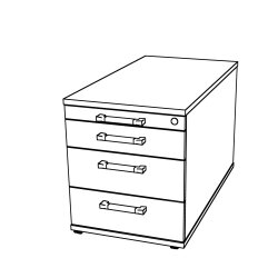 Rollcontainer mit 3 Schubladen, 1 x Utensilienfach, 80 cm...