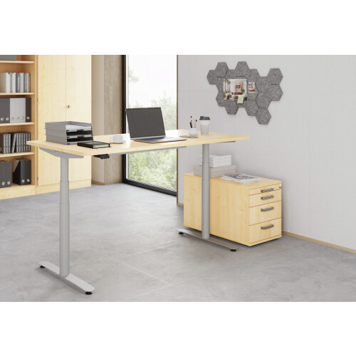 Rollcontainer mit 3 Schubladen, 1 x Utensilienfach, 80 cm Tief abschließbar Weiss/ Weiss