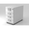 Standcontainer mit 4 Schubladen, 1 x Utensilienfach, 80 cm Tief abschließbar Weiss/ Weiss