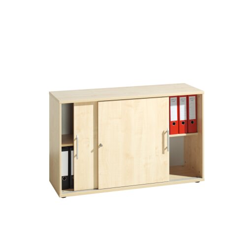 Schiebetürenschrank in 2 Ordnerhöhen, 120 cm breit Ahorn/ Ahorn