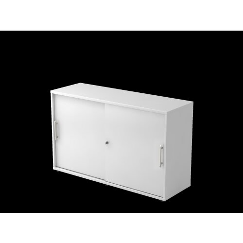 Schiebetürenschrank in 2 Ordnerhöhen, 120 cm breit Weiss/ Weiss