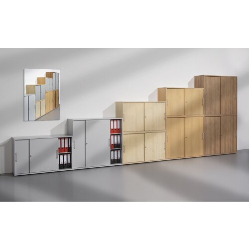 Schiebetürenschrank in 2 Ordnerhöhen, 120 cm breit Weiss/ Weiss