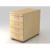 Standcontainer mit 4 Schubladen, 1 x Utensilienfach, 80 cm Tief abschließbar Ahorn/ Ahorn