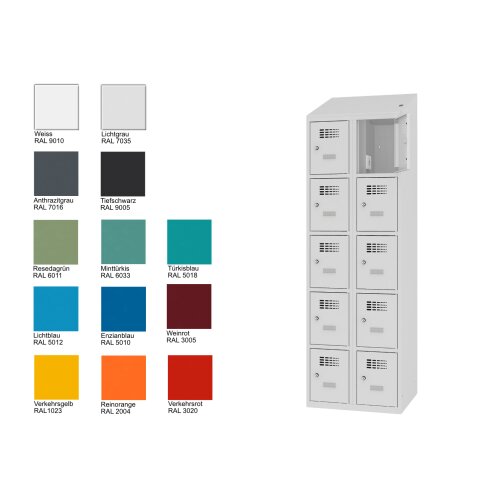 Fächerschrank mit Lademöglichkeit Select 10 Fächer 400mm Abteilbreite Korpus  Türen