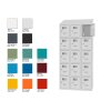 Fächerschrank mit Lademöglichkeit Select 15 Fächer 300mm Abteilbreite Korpus Lichtgrau RAL 7035 Türen Enzianblau RAL 5010