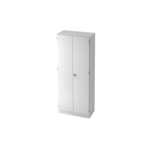 Garderobenschrank 5 Ordnerhöhen mit Sockelblende, 80 cm Breit 200,4 cm Hoch, abschließbar Weiss/ Weiss