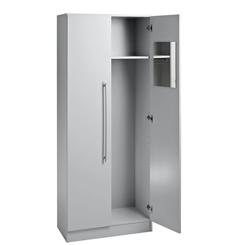 Garderobenschrank 5 Ordnerhöhen mit Sockelblende, 80 cm Breit 200,4 cm Hoch, abschließbar Weiss/ Weiss