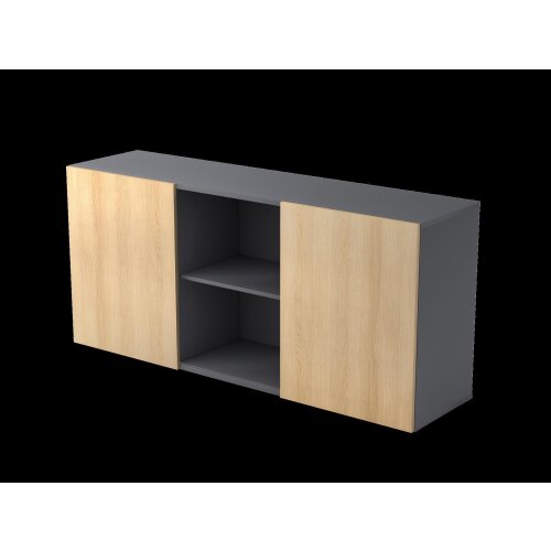 Sideboard 2OH mit Schiebetüren Ahorn/Silber