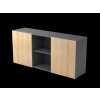 Sideboard 2OH mit Schiebetüren Grau/Silber