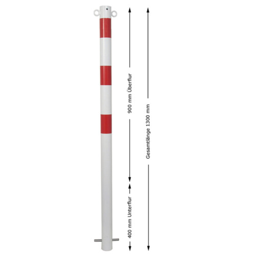 Absperrpfosten Bollard Ø 60 mm Bauart herausnehmbar  Befestigung zum Einbetonieren inkl. Bodenhülse  Gesamtlänge 1300