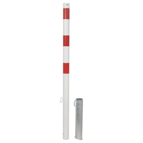 Absperrpfosten Bollard Ø 60 mm Bauart herausnehmbar  Befestigung zum Einbetonieren inkl. Bodenhülse  Gesamtlänge 1300