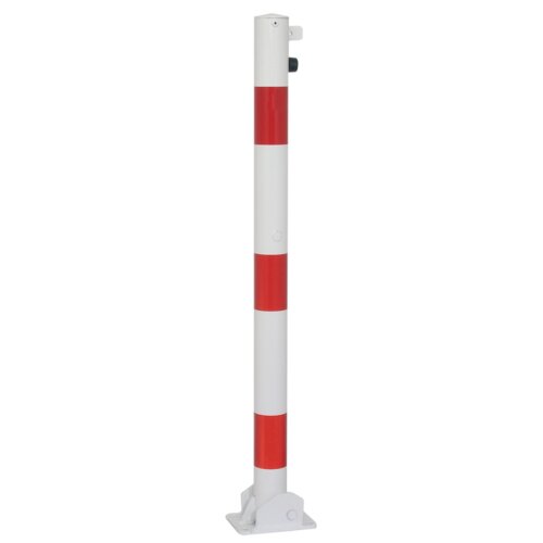 Absperrpfosten Bollard Ø 60 mm Bauart feststehend  Befestigung zum Aufdübeln mit Bodenplatte 150 x 100 mm  Gesamtlänge 900