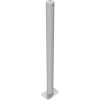 Absperrpfosten Bollard Ø 60 mm Bauart feststehend  Befestigung zum Aufdübeln mit Bodenplatte 150 x 100 mm  Gesamtlänge 900
