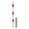 Absperrpfosten Bollard Ø 60 mm Bauart feststehend  Befestigung zum Aufdübeln mit Bodenplatte 150 x 100 mm  Gesamtlänge 900