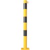 Stahlrohrpoller/Rammschutzpoller Bollard Ø 60 mm Befestigung zum Aufdübeln mit Bodenplatte 100 x 150 mm  Gesamtlänge 900 Öse 1 Öse
