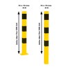 Stahlrohrpoller/Rammschutzpoller Bollard 70 x 70 mm Befestigung zum Aufdübeln mit Bodenplatte 100 x 150 mm  Gesamtlänge 900 Öse 2 Ösen (180°)