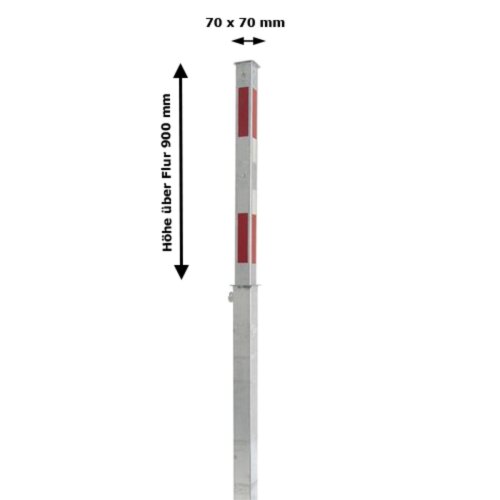 Absperrpfosten Bollard 70 x 70 mm, vollversenkbar Schließung mit Dreikant/ Schließung oben