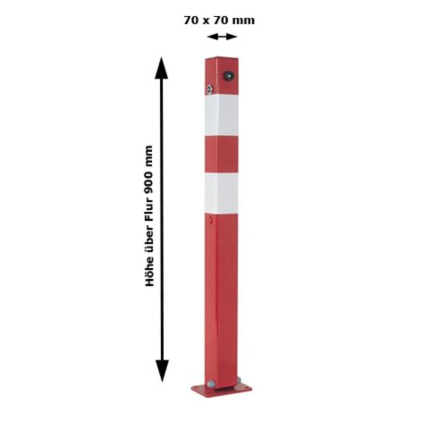Absperrpfosten Bollard 70 x 70 mm, mit Dreikantverschluss
