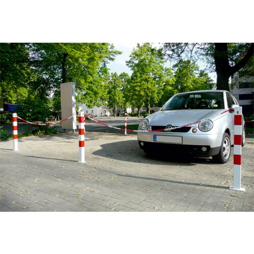 Sperrkettenpfosten Bollard 70 x 70 mm Befestigung zum Aufdübeln  Öse ohne zusätzliche Öse (als Anfangs-/Endpfosten mit einer Öse)  Pfosten Farbe ohne Farbe, verzinkt