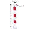Sperrkettenpfosten Bollard 70 x 70 mm Befestigung zum Aufdübeln  Öse eine zusätzliche Öse (180°) (als Mittelpfosten mit insgesamt 2 Ösen)  Pfosten Farbe weiß mit 3 rot reflektierenden Leuchtstreifen