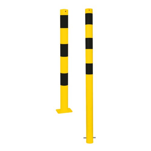 Stahlrohrpoller/Rammschutzpoller Bollard Ø 89 mm Befestigung zum Aufdübeln mit Bodenplatte 100 x 150 mm  Gesamtlänge 900 Öse ohne Öse