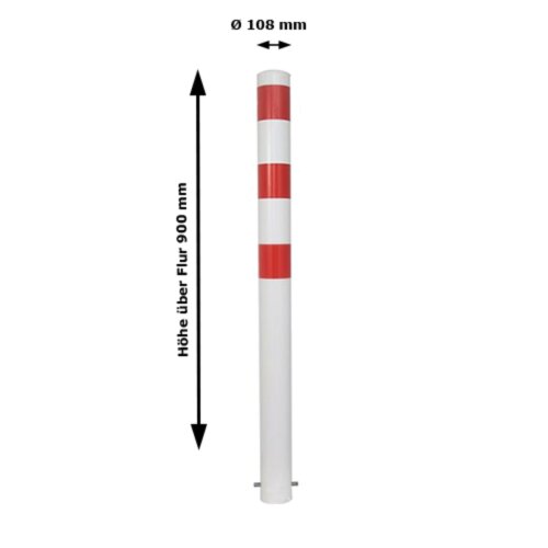 Absperrpfosten Bollard Ø 108 mm Bauart feststehend  Befestigung zum Einbetonieren  Gesamtlänge 1300