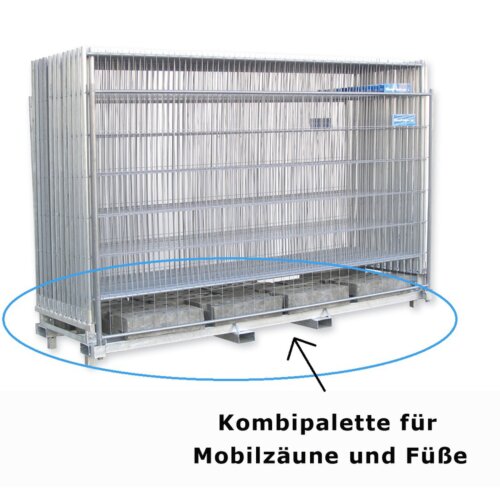 Kombipalette für 30 Bauzäune und 31 Füße