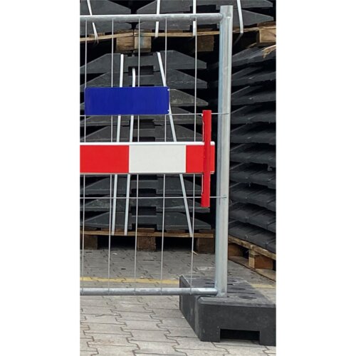 Halterung für Absperrschranken an Bau-Schrankenzaun