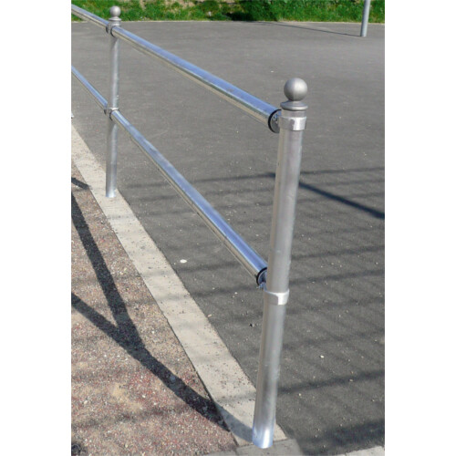 Verkehrsschutzgeländer-System Ø 60 mm Bauteil Standpfosten  Befestigung zum Einbetonieren mit Erdanker  Farbe ohne Farbe, verzinkt
