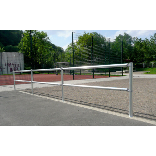 Verkehrsschutzgeländer-System Ø 60 mm Bauteil Standpfosten  Befestigung zum Aufdübeln mit Bodenplatte  Farbe ohne Farbe, verzinkt