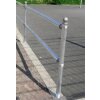 Verkehrsschutzgeländer-System Ø 60 mm Bauteil Standpfosten  Befestigung zum Aufdübeln mit Bodenplatte  Farbe ohne Farbe, verzinkt
