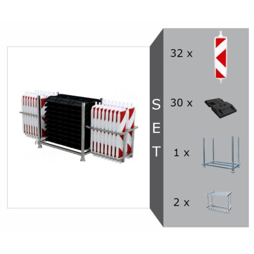 Wendebaken Komplett-Set, mit 32 Baken, Folie RA1, doppelseitig pfeilförmig