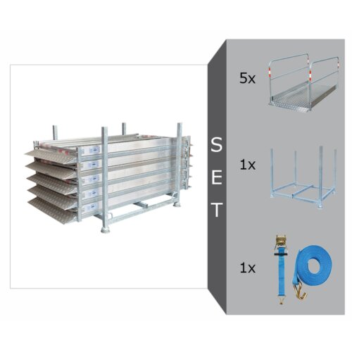 Alu-Grabenbrücken Komplett-Set, mit 5 Alu-Grabenbrücken mit Stahlgestell