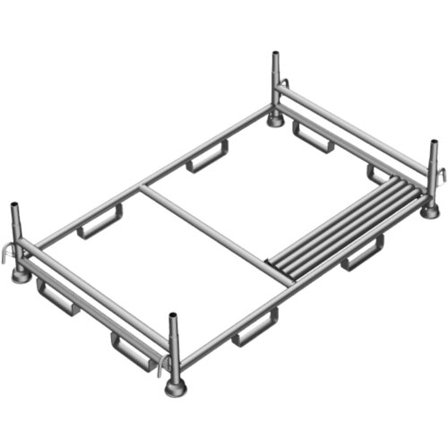 Stapelpalette mit Kranhaken und herausnehmbaren Holmen