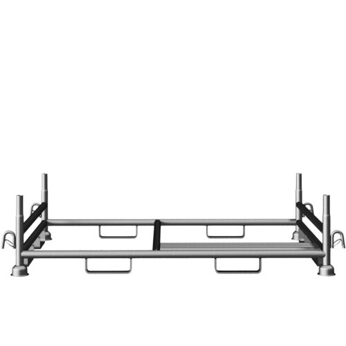 Stapelpalette mit Kranhaken und herausnehmbaren Holmen