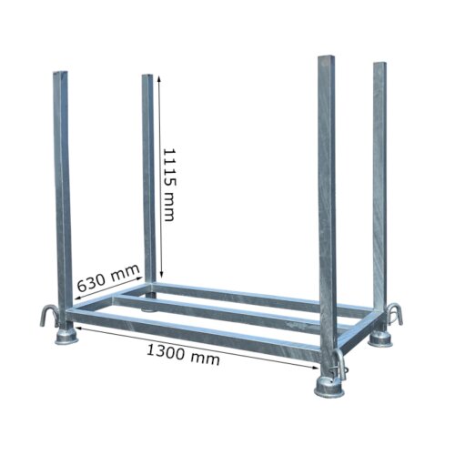 Stapelpalette mit Kranhaken für Fußplatten